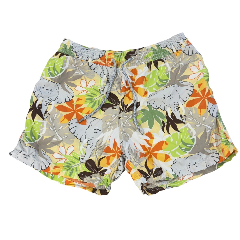 Vilebrequin Mens Sz Large Multicolor Elephant Floral 4.5" Swim Trunks Shorts euc